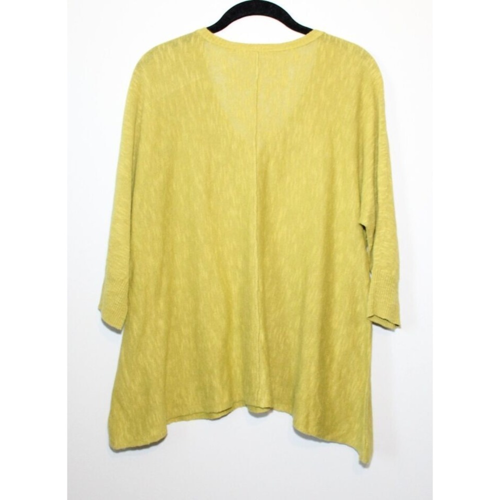 Eileen Fisher Organic Linen Cotton V-neck 3/4 Sleeve Top Green Small Lightweight - Picture 14 of 16
